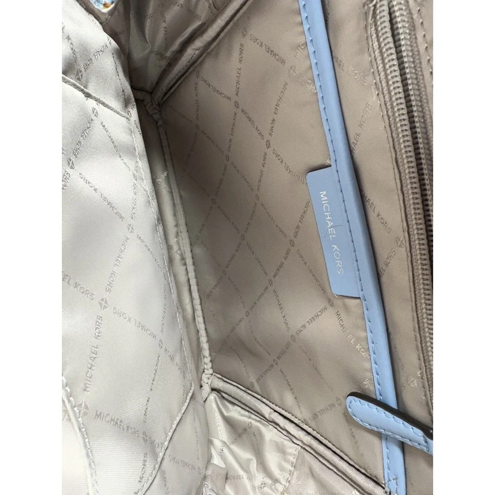 Michael Kors Kenly Medium Light Sky Leather Backpack Pebble‎